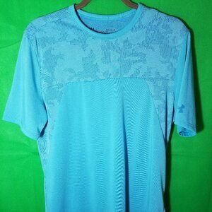 Under Armour Mens Medium Threadborne Gym Tech Heatgear Performance Teal